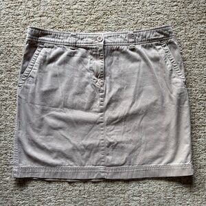 LL Bean Favorite Fit Straight 100% Cotton Khaki Short Skirt Sz 16 PET 0 KJMS